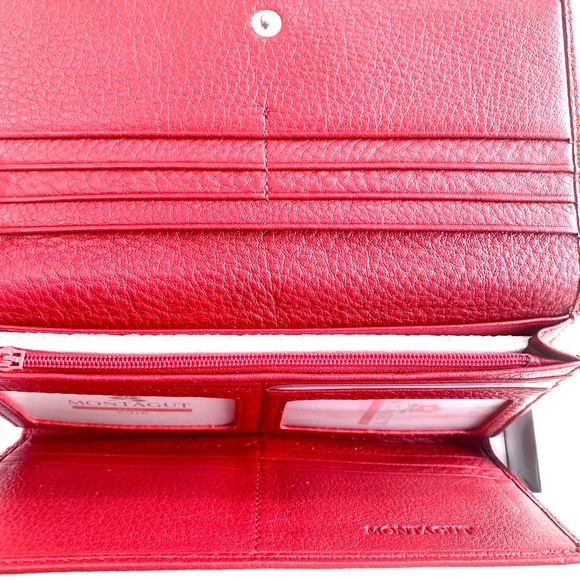 Montagut Paris Red Long Leather Wallet NEW - Picture 6 of 12